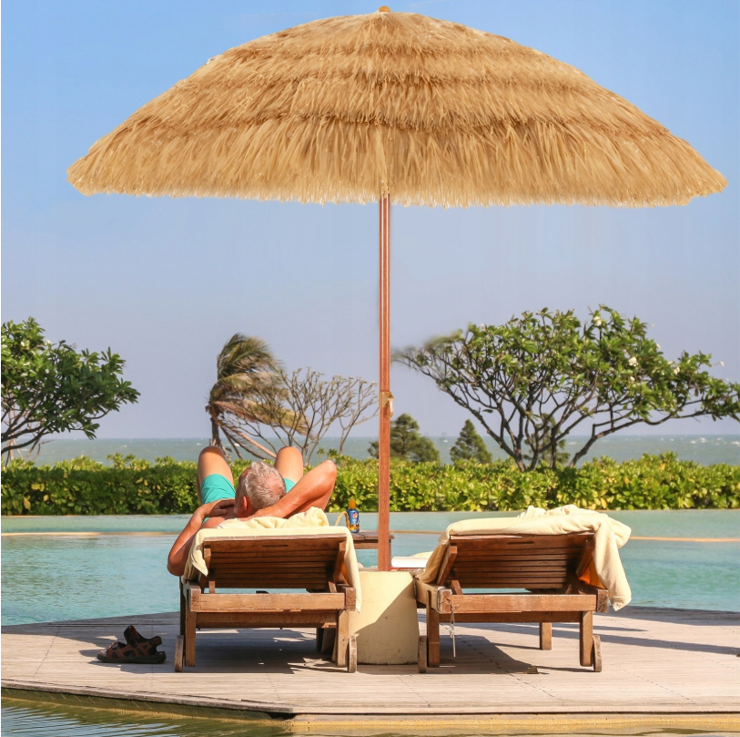 Parasol Coast 220 cm - beige avec inclinaison réglable, robuste et résistant au vent