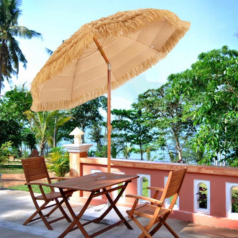 Parasol Coast 220 cm - beige avec inclinaison réglable, robuste et résistant au vent