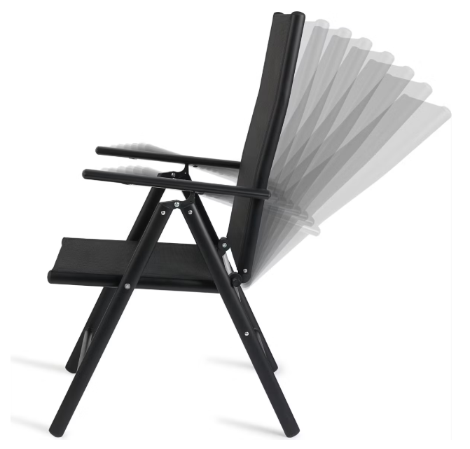 909 Chaises de jardin d'extérieur en aluminium - 66x55x107 cm - Gris - Lot de 2 - Pliables et réglables