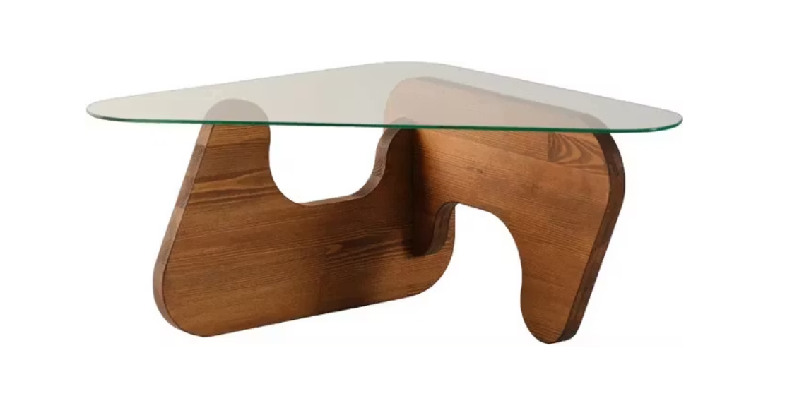 Freya - Table basse Chesnut - Verre trempé - Bois massif - 86 x 66 x 36 cm - Couleur châtaigne