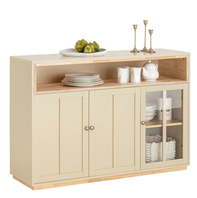 SoBuy Armoire de cuisine - 3 portes - Max. 70 kg - 120 x 40 x 85 cm - Beige