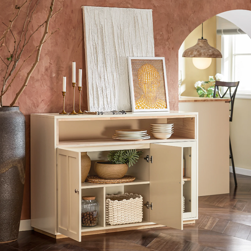 SoBuy Armoire de cuisine - 3 portes - Max. 70 kg - 120 x 40 x 85 cm - Beige