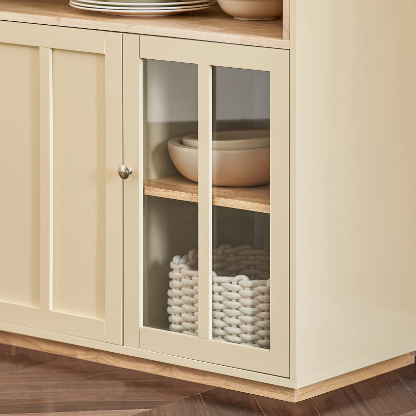 SoBuy Armoire de cuisine - 3 portes - Max. 70 kg - 120 x 40 x 85 cm - Beige