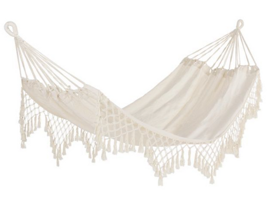BIZZOTTO Chaise suspendue MILLOR - Boho Design - Polibaweel & Bois - 200x100 cm - Blanc