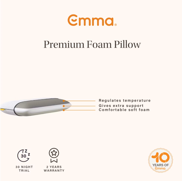 Oreiller en mousse à mémoire de forme Emma Diamond Degree 40 x 80 cm Gris