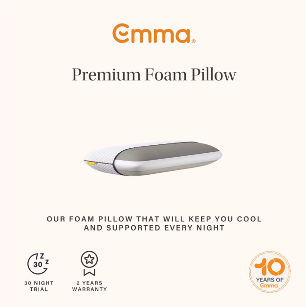 Oreiller en mousse à mémoire de forme Emma Diamond Degree 40 x 80 cm Gris