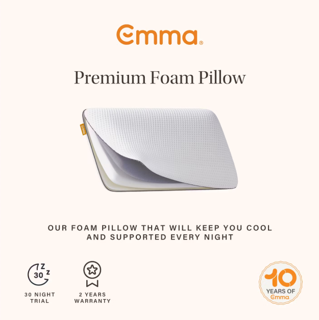 Oreiller en mousse à mémoire de forme Emma Diamond Degree 40 x 80 cm Gris