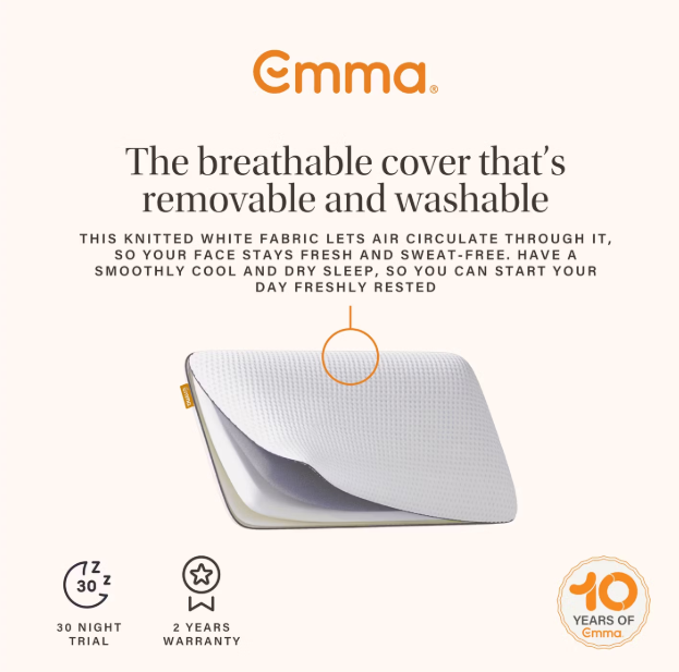 Oreiller en mousse à mémoire de forme Emma Diamond Degree 40 x 80 cm Gris