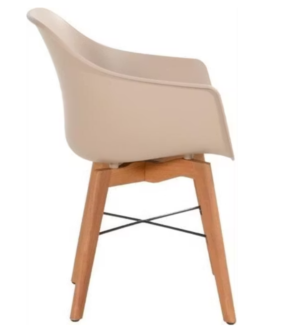 Hartman Iris Garden Chair 2x - Cockpit en plastique beige - Base en bois d'eucalyptus FSC - 57x44x42.5 cm