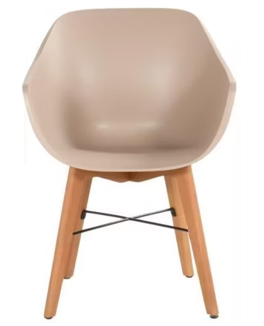 Hartman Iris Garden Chair 2x - Cockpit en plastique beige - Base en bois d'eucalyptus FSC - 57x44x42.5 cm