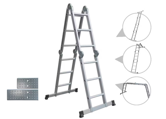 Batavia Aluminium Multifunction Ladder 4x3 échelons - Hauteur 165 cm | Hauteur de travail 339 cm - Compact 90x33.5x25 cm