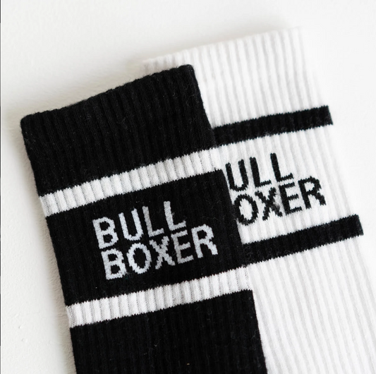 Chaussettes Bullboxer pour hommes, blanc/noir - Lot de 2 - Taille 35-38