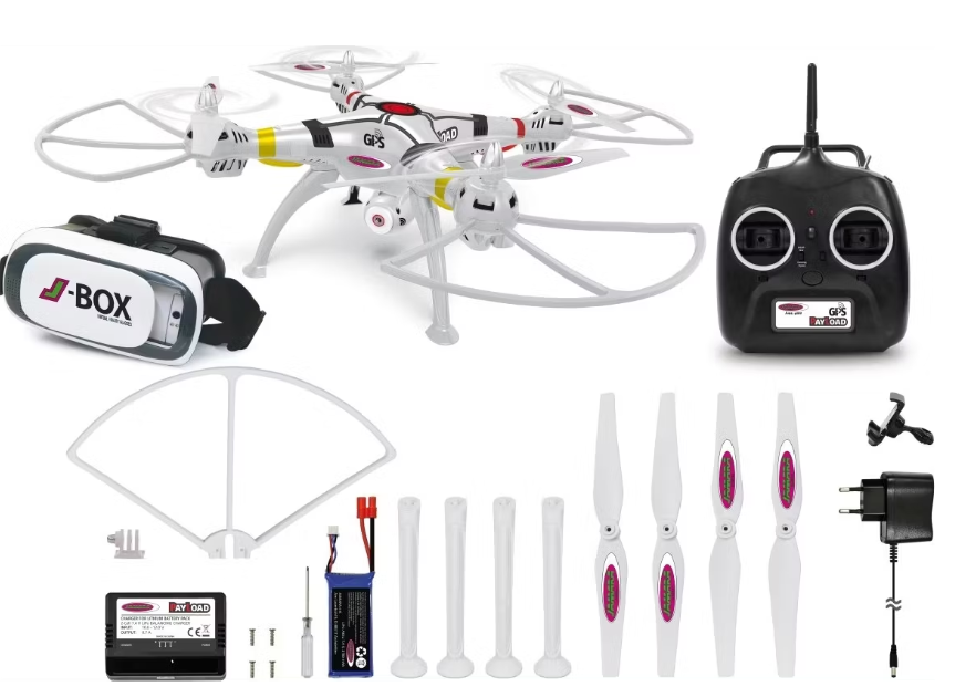 Jamara Payload GPS VR Drone | Caméra HD 720p | 62x62x18.8 cm | Blanc