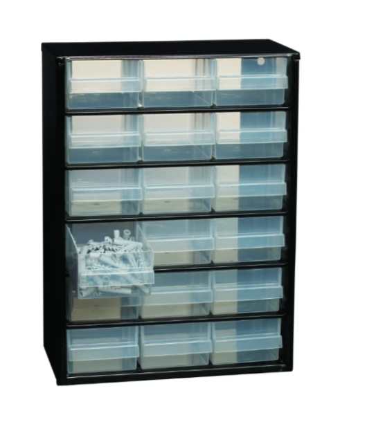 Armoire à tiroirs en métal Raaco avec 18 tiroirs - Pour le mur ou l'établi