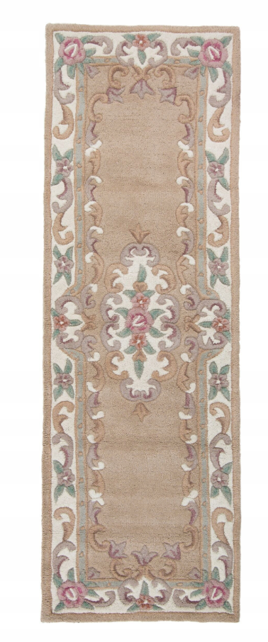 Flair Rugs Lotus Premium Aubusson Fawn Tapis en laine 67x210 cm - Beige/Brown