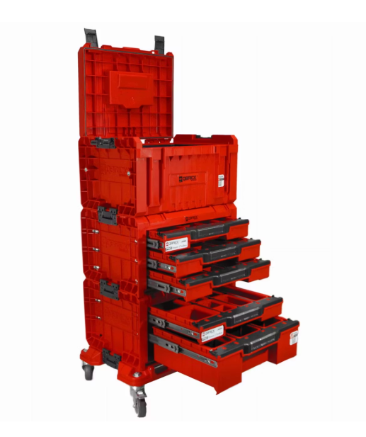Qbrick System Pro Tiroir Atelier 4 Rouge - 525 x 345 x 885 mm