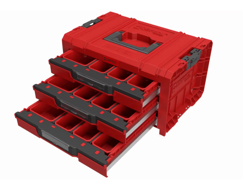 Qbrick System Pro Tiroir Atelier 4 Rouge - 525 x 345 x 885 mm
