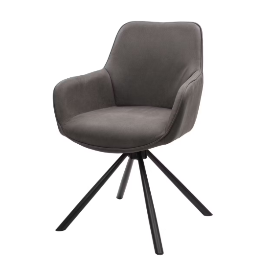 Dutchbone Oliver Chaise de salle à manger pivotante 57x60x86 cm - Microfibre Anthracite - Lot de 2
