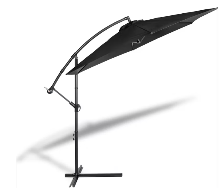 909 Outdoor - Parasol suspendu - Ø 300 cm - Avec base en croix - Anthracite - Parasol flottant - Résistant aux UV et hydrofuge - Réglable