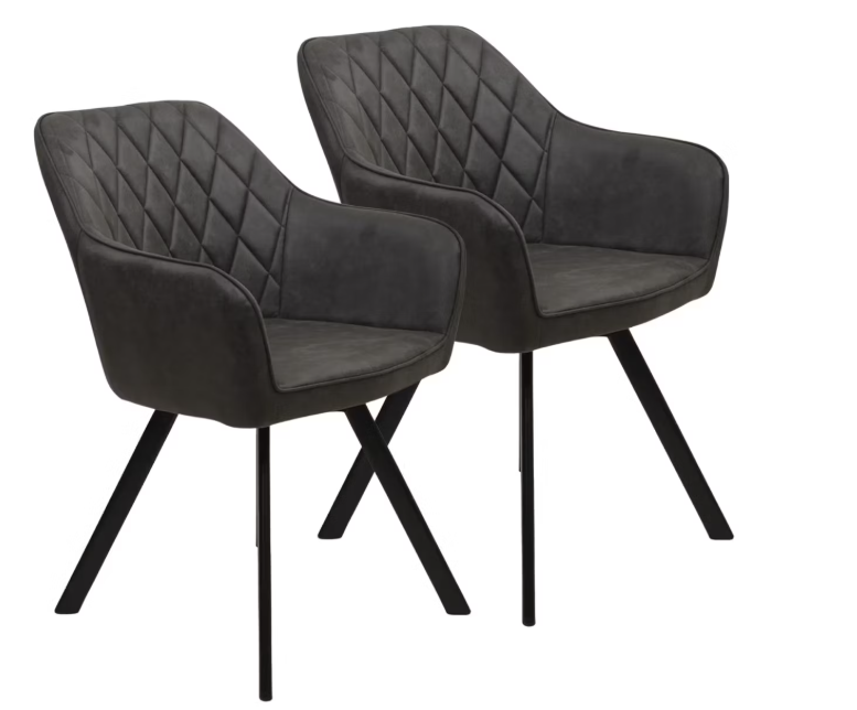 Furniture31 Brione Swivel Dining Chair - set of 2 - Ergonomic & Stylish - 55x83x88 cm - Grey