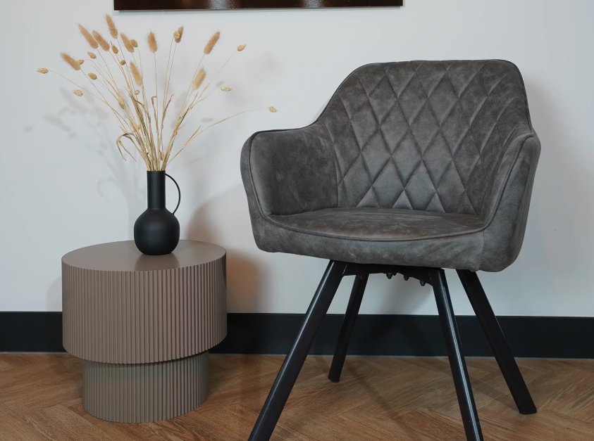 Furniture31 Brione Swivel Dining Chair - set of 2 - Ergonomic & Stylish - 55x83x88 cm - Grey