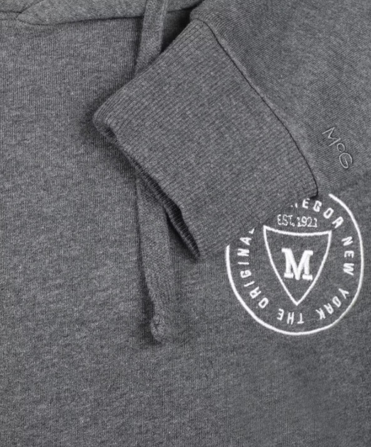 Sweat à capuche graphique McGregor Hommes Gris foncé mélangé - Taille L, 100% coton