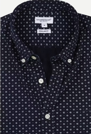 McGregor Indigo Shirt Men's Navy - Regular Fit - 100% Cotton - Size L