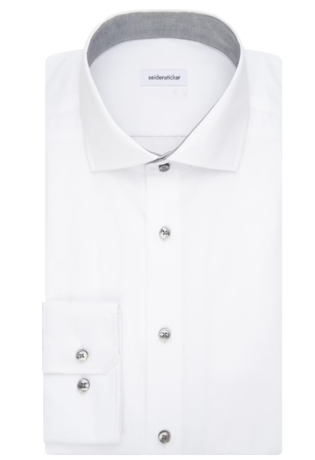 Seidensticker Spread Kent Business Shirt Men - Taille 38 - Couleur White-665 - Regular or Slim Fit - 100% Cotton - Non-Iron - Longueur de manche normale