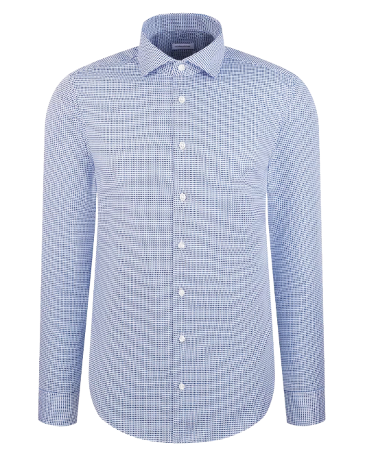 Seidensticker Shirt Regular Fit - Spread Kent |-Mid Blue - Size 42 - 100% Cotton