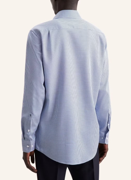 Seidensticker Shirt Regular Fit - Spread Kent |-Mid Blue - Size 42 - 100% Cotton