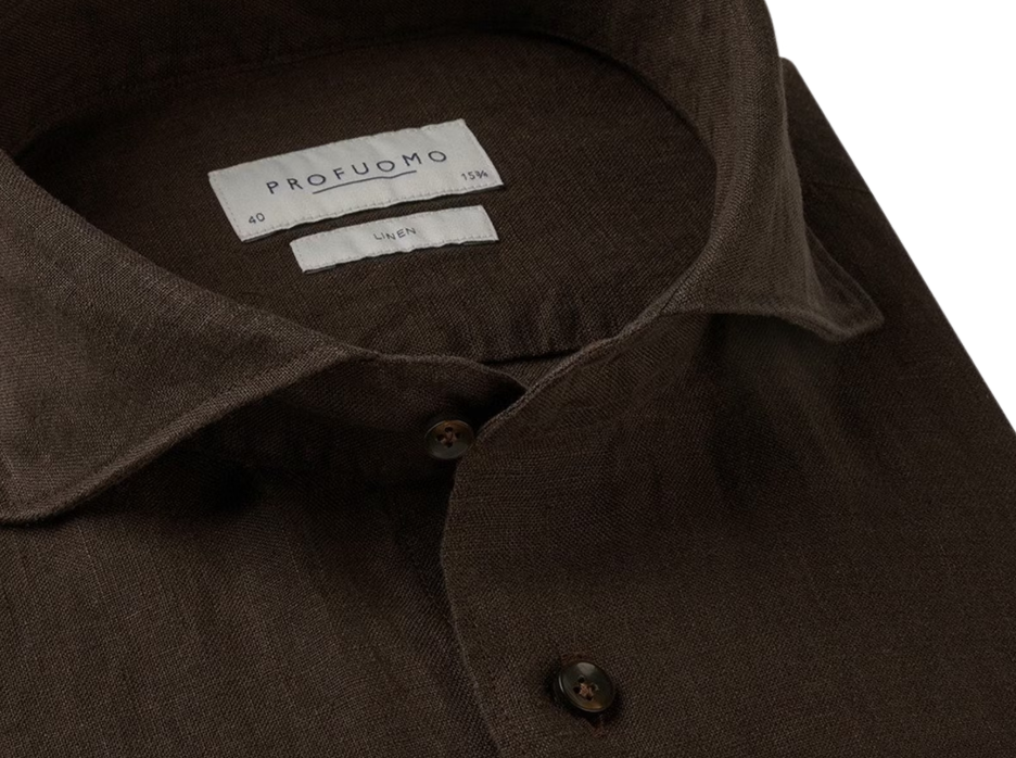 Profuomo X-Cutaway Shirt - Slim Fit | 80% Cotton, 20% Linen | PPVH10020I