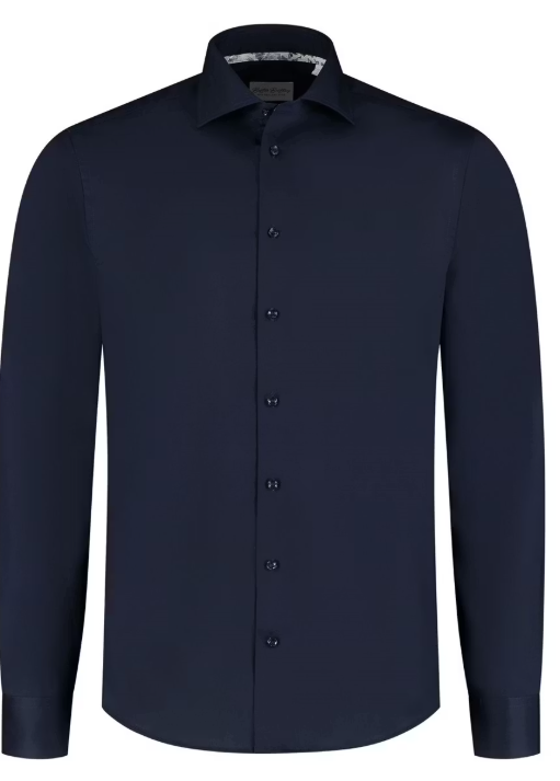 Boston Brothers Business Shirt LS - Homme | Slim Fit, col semi-évasé | 100% coton-twill, non repassable | Navy 40 BBO35S110