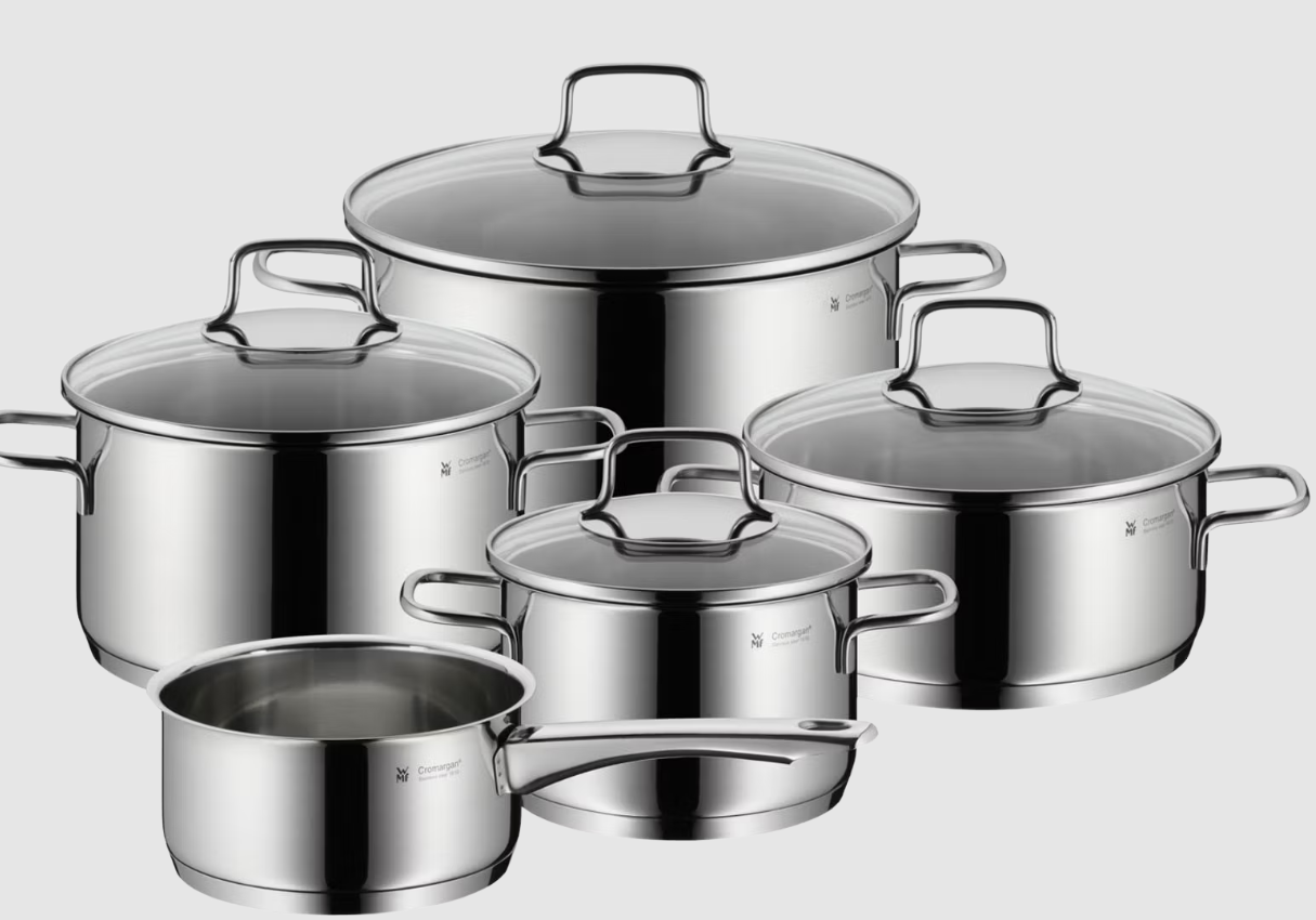 WMF Astoria Pans Set - Lot de 5 - Acier inoxydable 18/10 - Pour toutes les sources de chaleur - Couvercles inclus