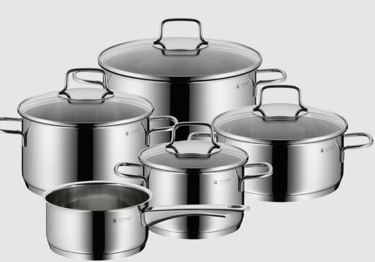 WMF Astoria Pans Set - Lot de 5 - Acier inoxydable 18/10 - Pour toutes les sources de chaleur - Couvercles inclus
