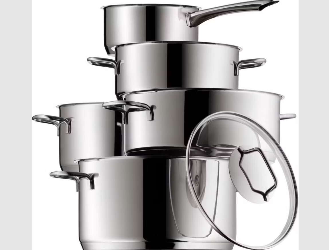 WMF Astoria Pans Set - Lot de 5 - Acier inoxydable 18/10 - Pour toutes les sources de chaleur - Couvercles inclus
