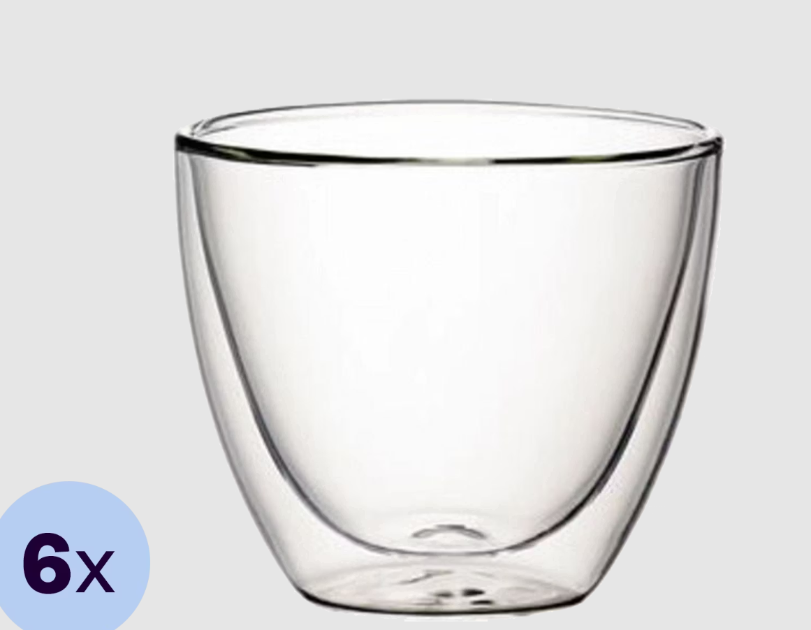 Villeroy & Boch Manufacture Rock - Lot de 6 verres à thé à double paroi | 250 ml | Verre borosilicaté | Micro-ondes et lave-vaisselle