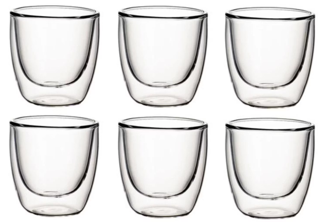 Villeroy & Boch Manufacture Rock - Lot de 6 verres à thé à double paroi | 250 ml | Verre borosilicaté | Micro-ondes et lave-vaisselle