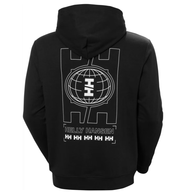 helly hansen core graphic hoodie men - taille M - noir - 80% coton / 20% polyester - regular fit