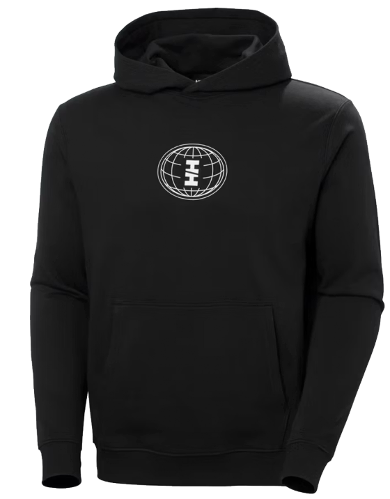 helly hansen core graphic hoodie men - taille M - noir - 80% coton / 20% polyester - regular fit