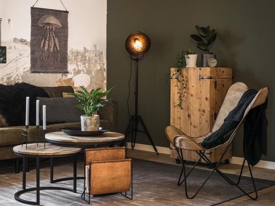 HSM Collection - Table basse Ronin - ensemble de 2 - 70×70×46 cm - Mangue/Métal - Naturel/Noir