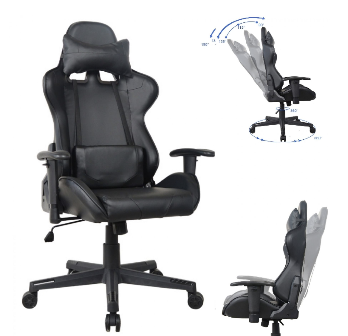 VDD HUKY1000 ZWART Chaise de jeu - noir - 120-130 cm de haut, 72 cm de large, 68 cm de profondeur