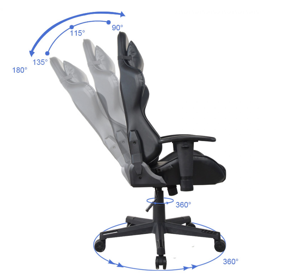 VDD HUKY1000 ZWART Chaise de jeu - noir - 120-130 cm de haut, 72 cm de large, 68 cm de profondeur