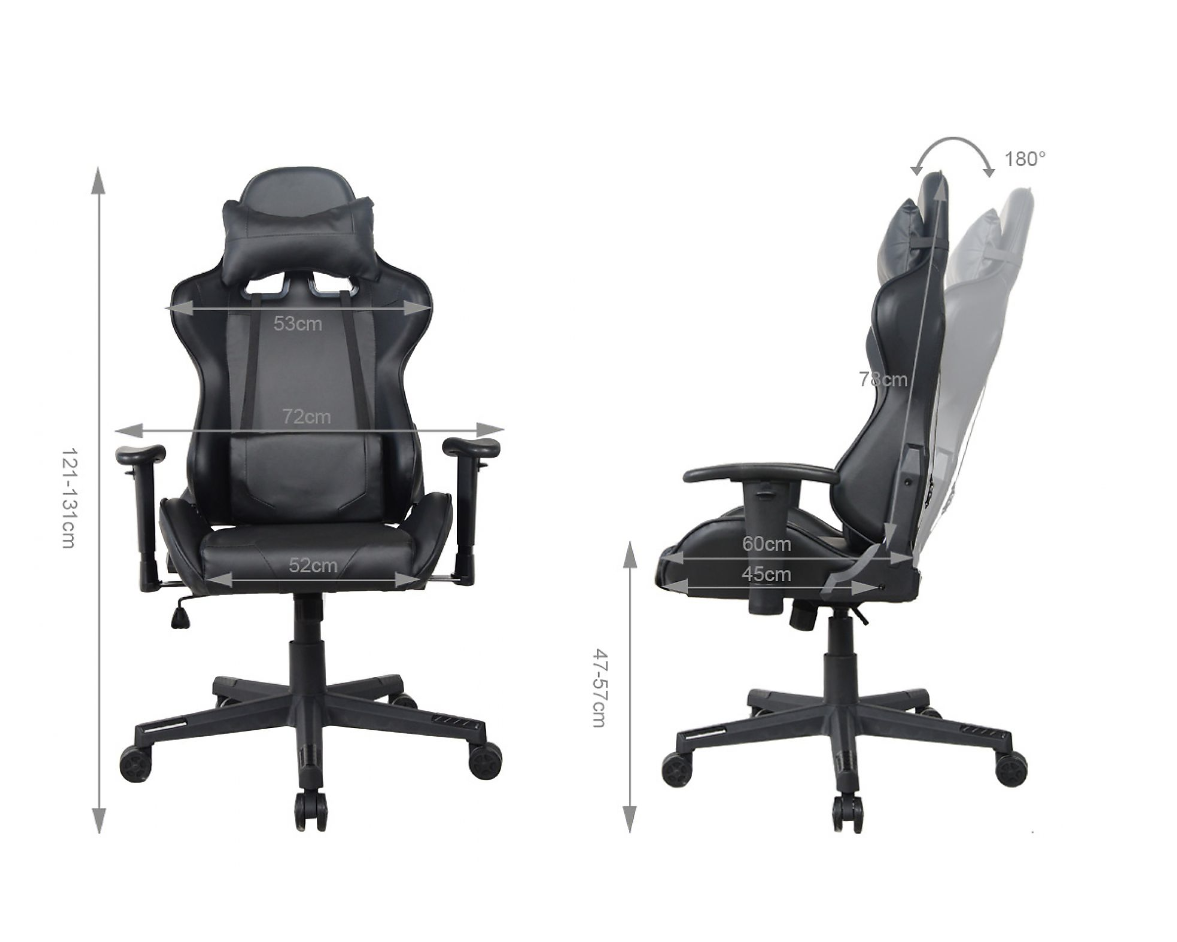 VDD HUKY1000 ZWART Chaise de jeu - noir - 120-130 cm de haut, 72 cm de large, 68 cm de profondeur