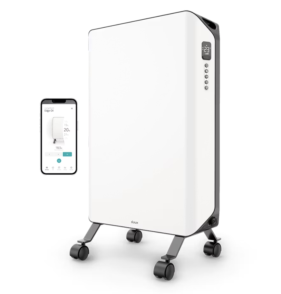 Duux Edge Radiateur à huile 1500 W - Chauffage intelligent avec ventilateur - Blanc - 46 x 32 x 71 cm