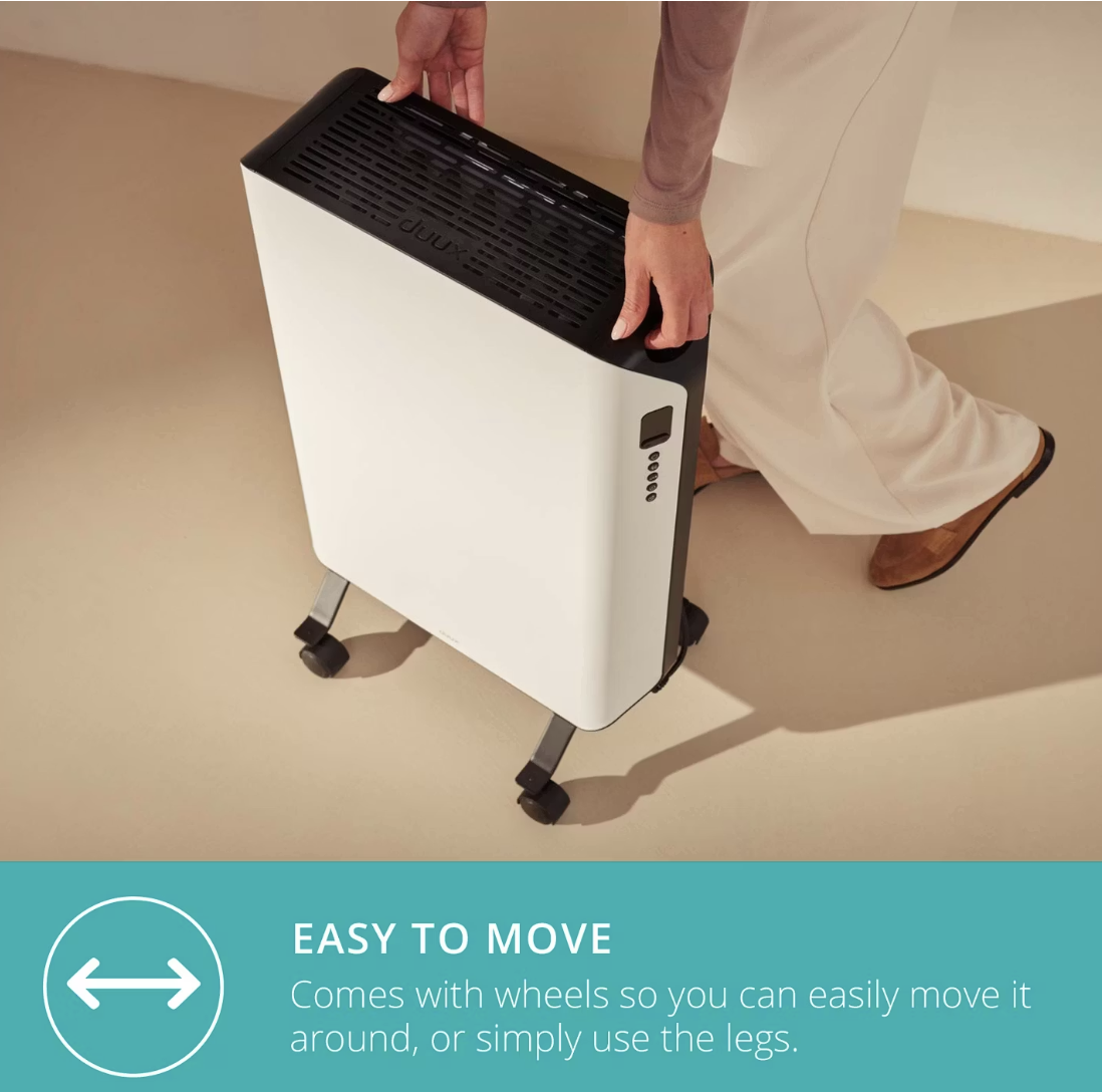 Duux Edge Radiateur à huile 1500 W - Chauffage intelligent avec ventilateur - Blanc - 46 x 32 x 71 cm