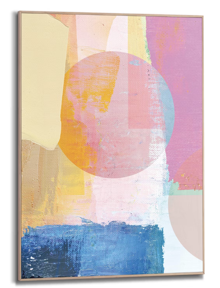 Orange Wallz Abstrait moderne et coloré - Encadré en bois - 70x50 cm