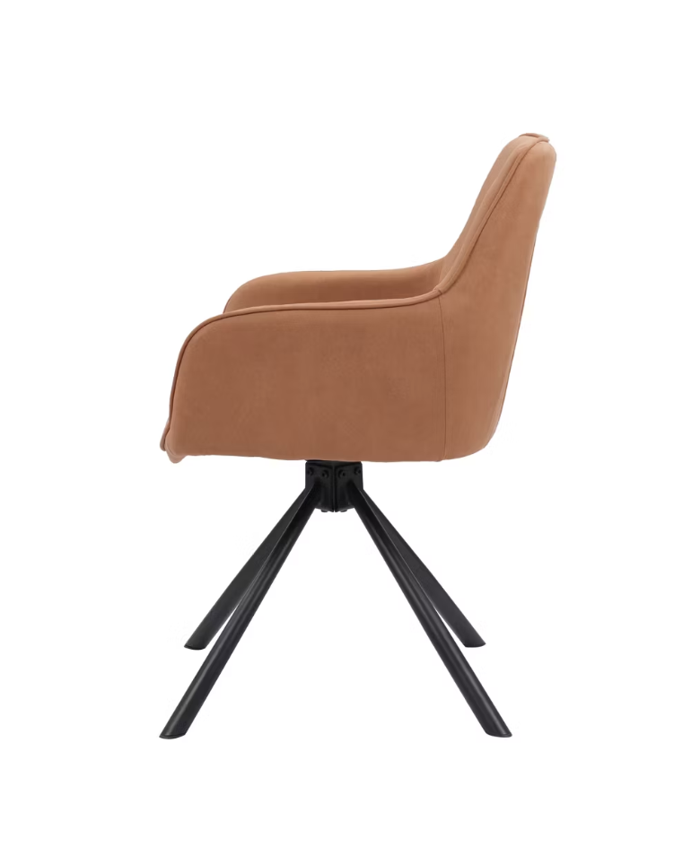Dutchbone - Chaise de salle à manger pivotante - Lot de 2 pièces et design vintage - équipée d'accoudoirs confortables et d'un cadre en métal - pour la salle à manger et le bureau - cuir PU cognac