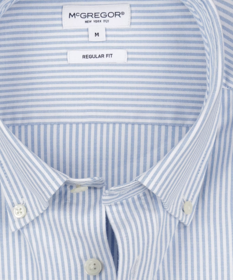 McGregor Stretch Oxford Small Stripe Shirt Men - taille XXL - bleu clair - manches longues