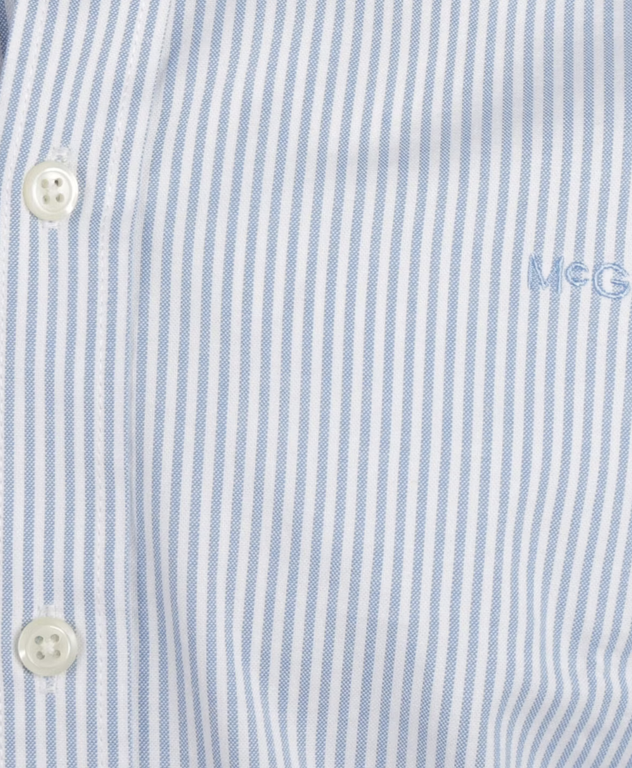 McGregor Stretch Oxford Small Stripe Shirt Men - taille M - bleu clair - manches longues