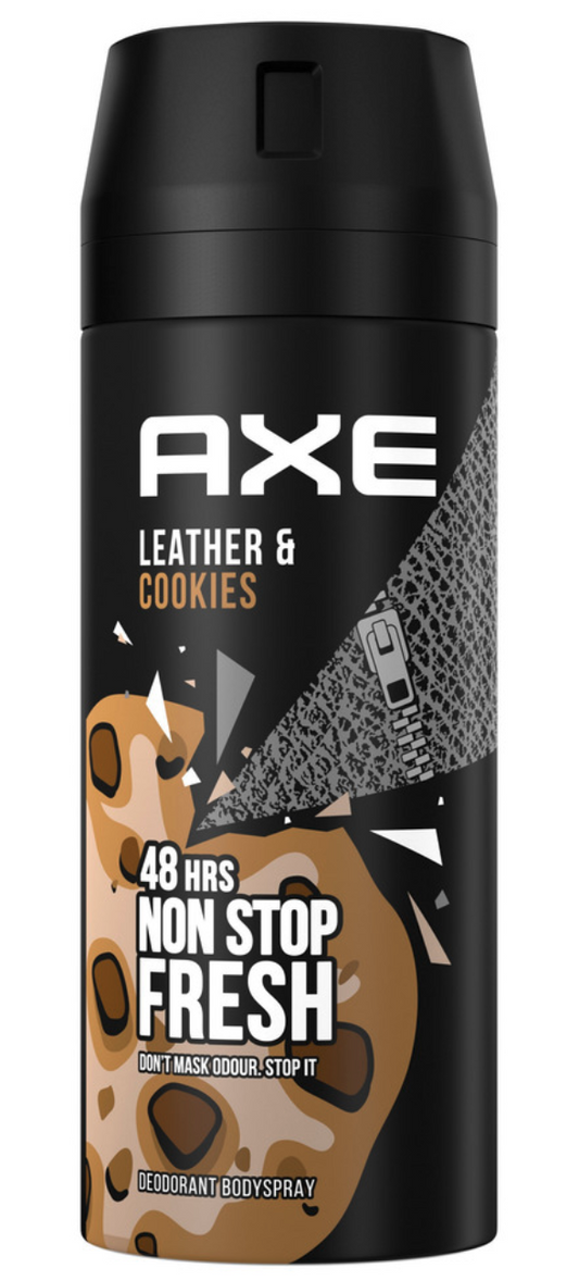 Axe Leather & Cookies deo spray 2x150 ml - parfum cuir & biscuits - fraîcheur longue durée